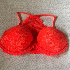 Pink Victoria’s Secret raceback bra- bright orange